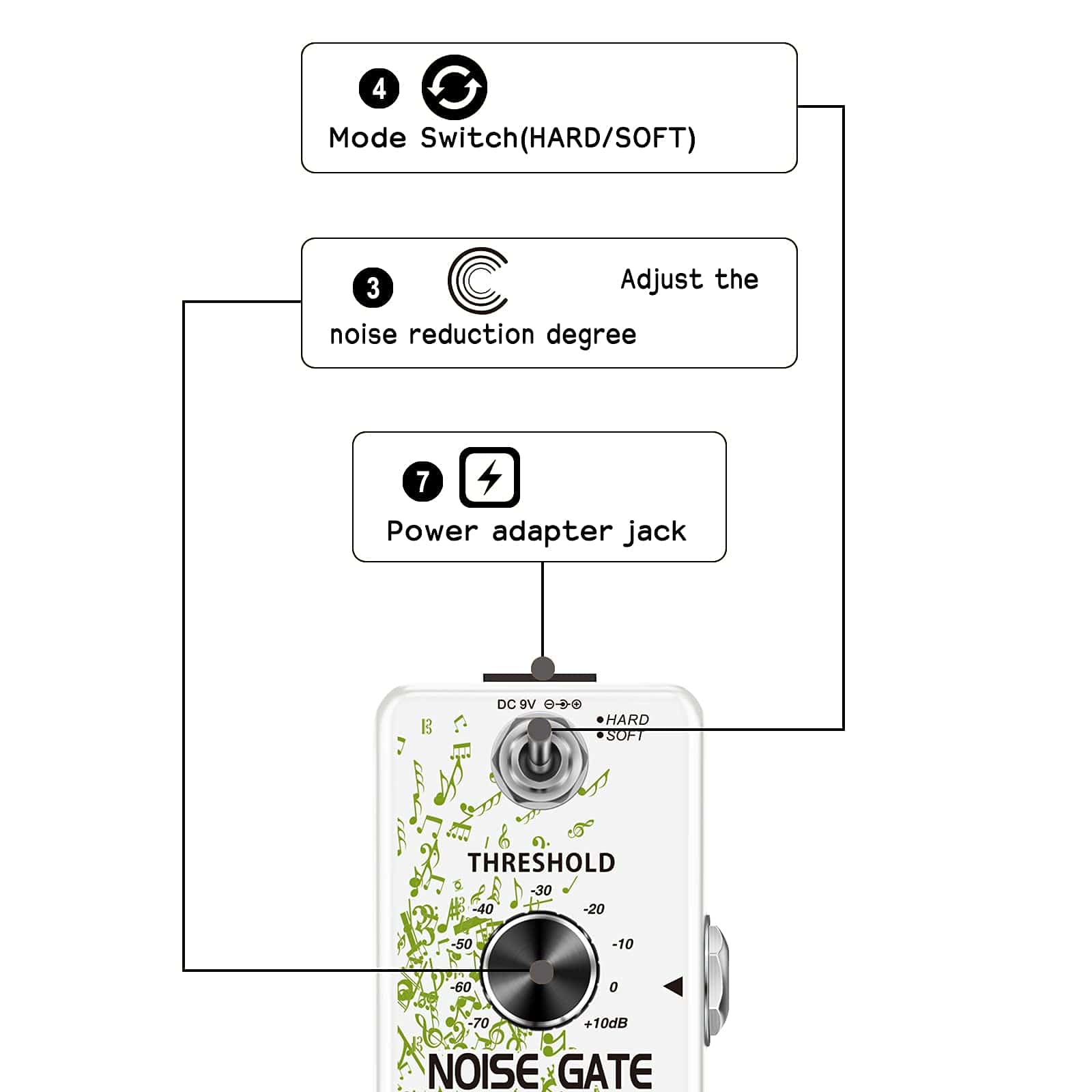 Pedal Noise Gate VSN, Supresor de Ruido Killer Para - Imagen 3