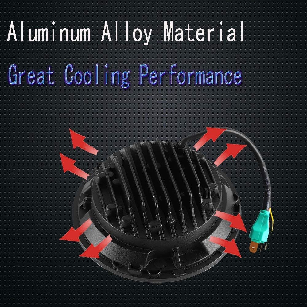 DOT 2pcs 7inch Round Headlights High Low Beam With White - Imagen 5