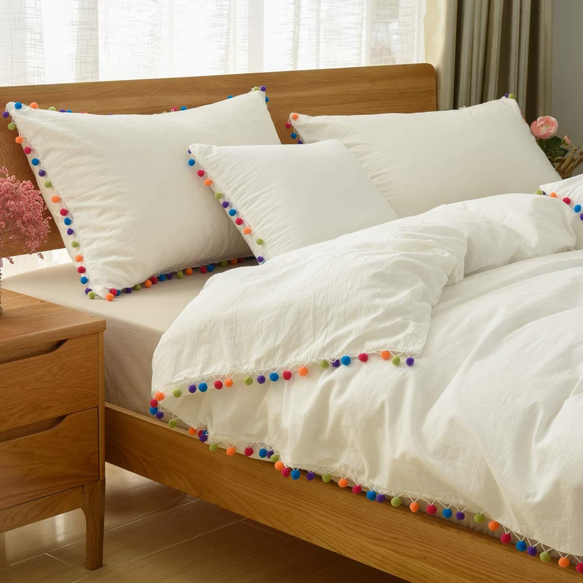 Juego de Cama Pom Pom Vintage Suave Tamaño California King - Imagen 4