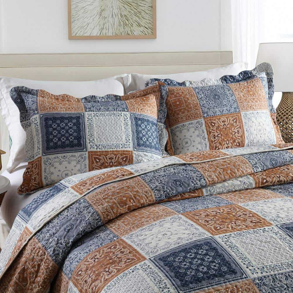 Juego de Colcha con Estampado de Bloques de Color - Imagen 3