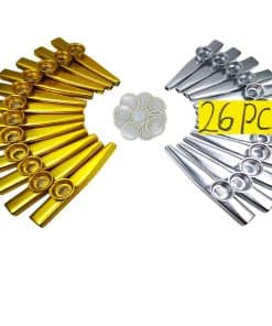 Fartime 26Pcs Kazoos de Metal Dorado y Plateado con 20Pcs
