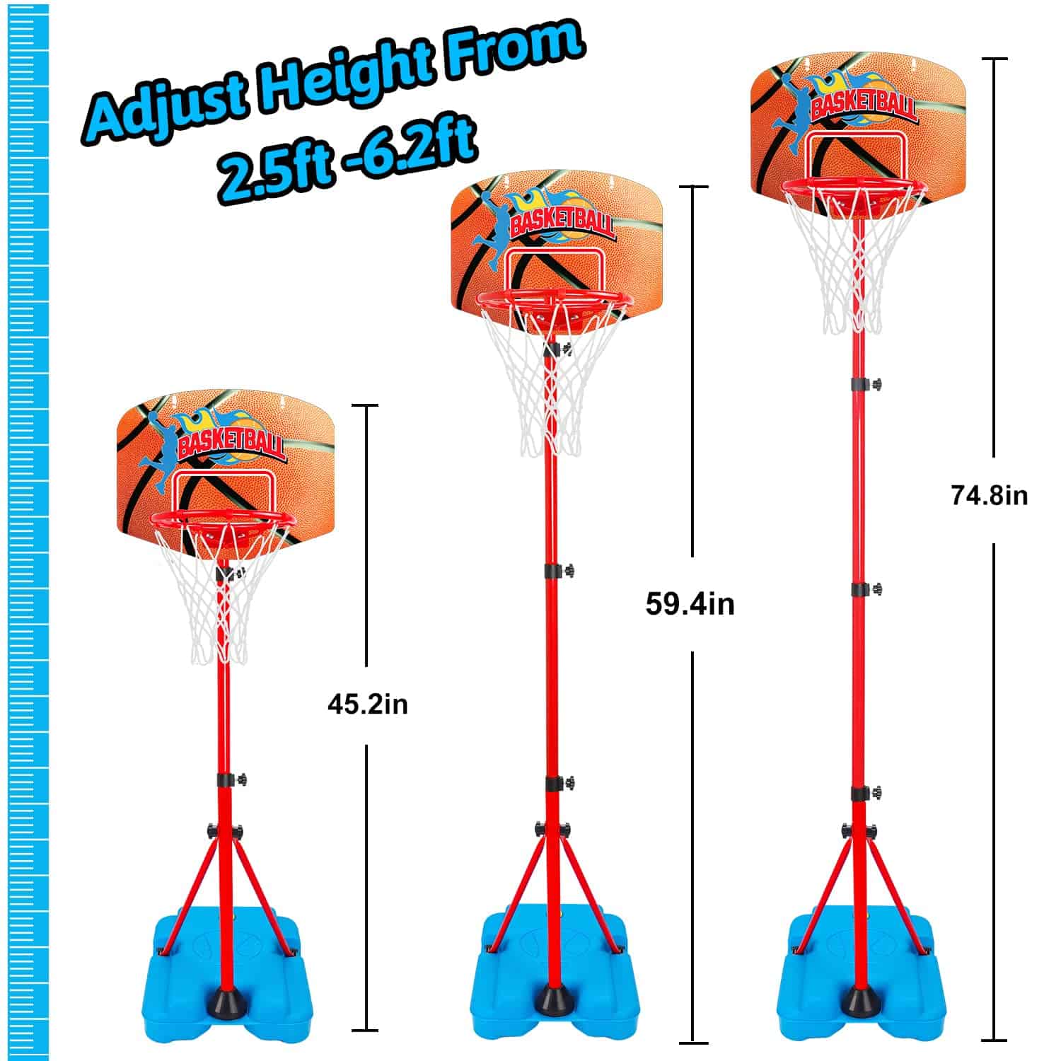 Soporte de Canasta de Baloncesto Ajustable para Niños de - Imagen 3