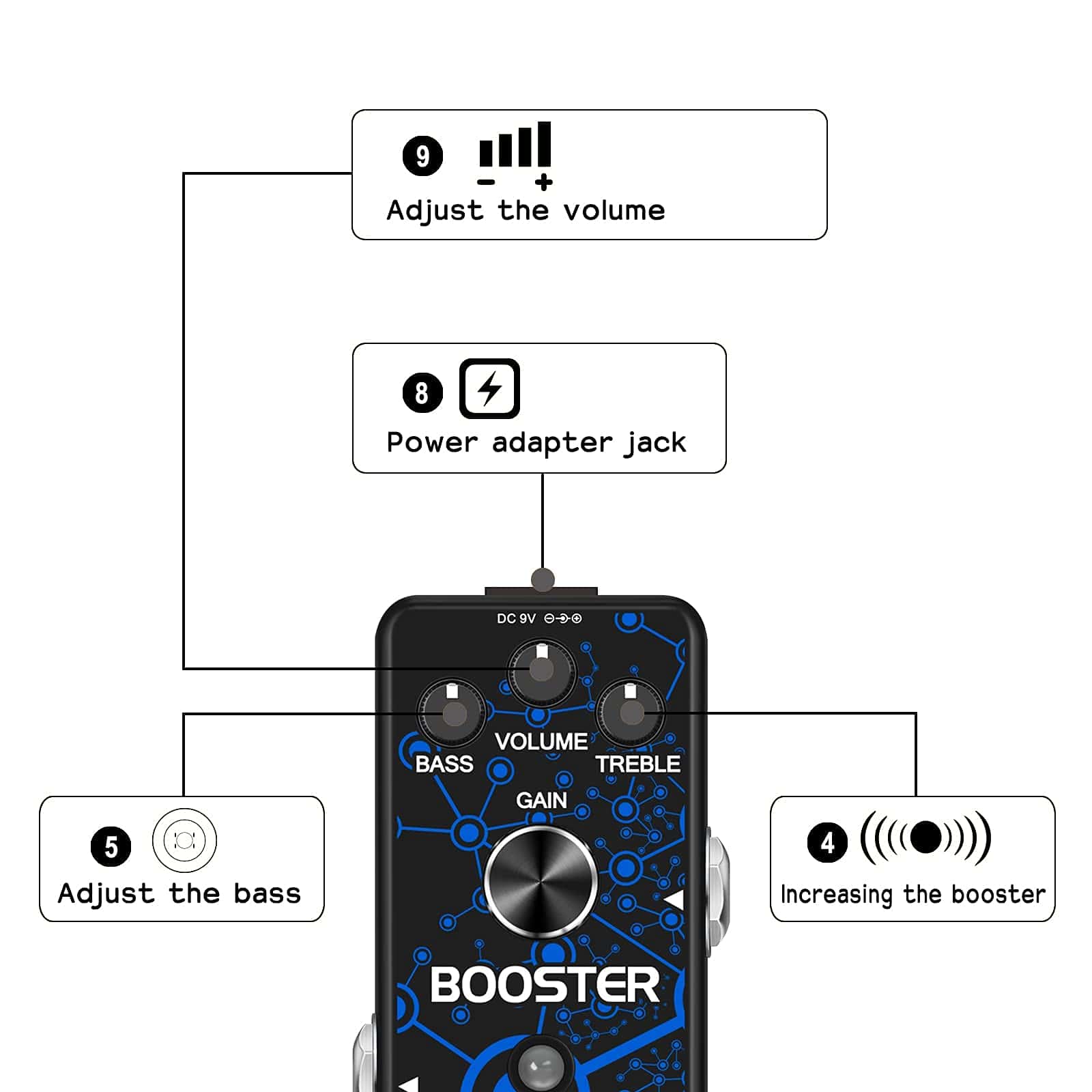 Pedal de Efecto de Guitarra VSN Boost Micro Clean Boost - Imagen 3