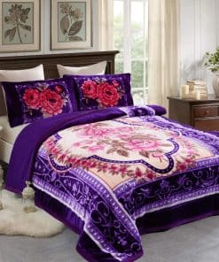 Juego de Manta Flannel Sherpa 3 Piezas, Manta de Cama