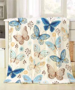 Manta Mugod de Mariposas Coloridas Azul, Amarillo y Marrón