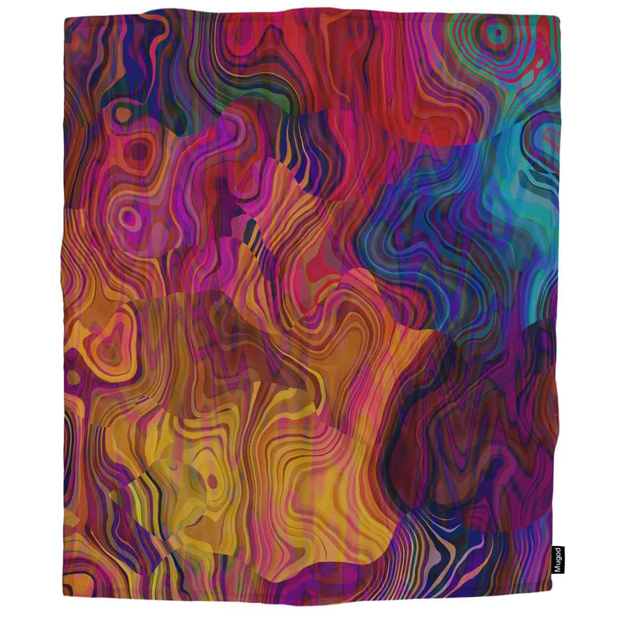 Manta Mugod de Ondas Caóticas Coloridas Rojo Fucsia Rosa - Imagen 5