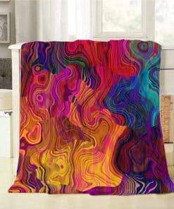 Manta Mugod de Ondas Caóticas Coloridas Rojo Fucsia Rosa