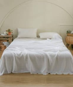 Sábana Plana de Lino Francés -Blanco