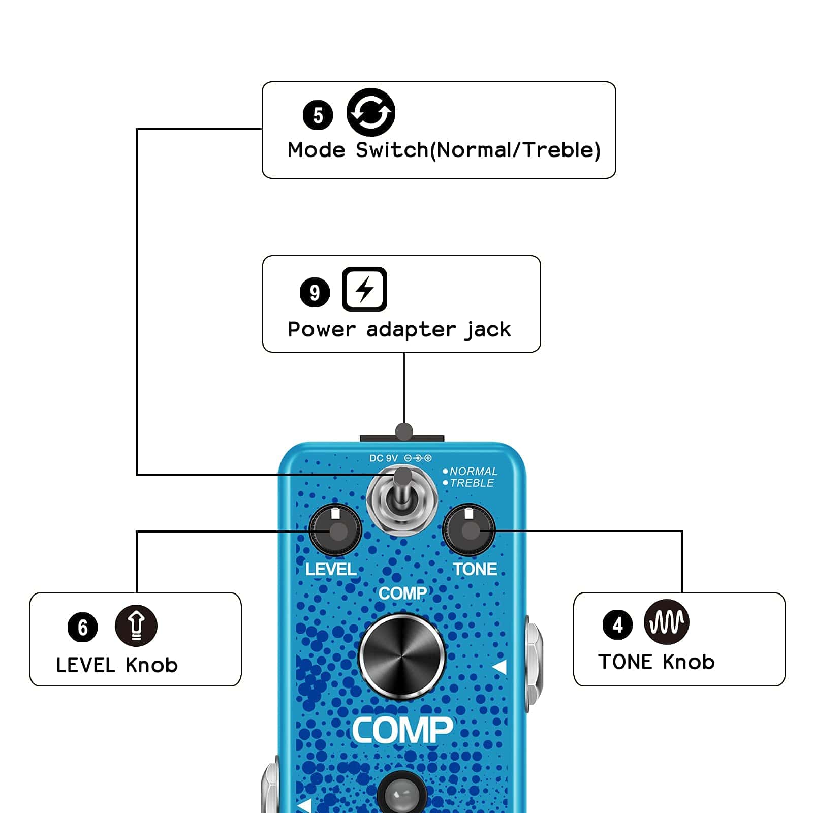 Pedal de Compresor de Guitarra VSN para Efecto de - Imagen 3
