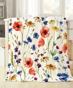 Manta Mugod Wildflowers con flores de acuarela coloridas