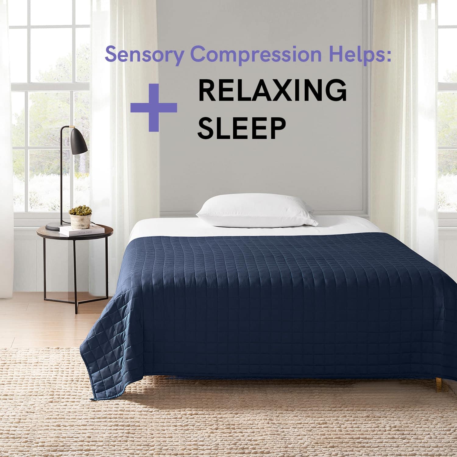 Manta Ponderada Exclusiva YnM, Algodón Calmante, -Azul Marin - Imagen 4