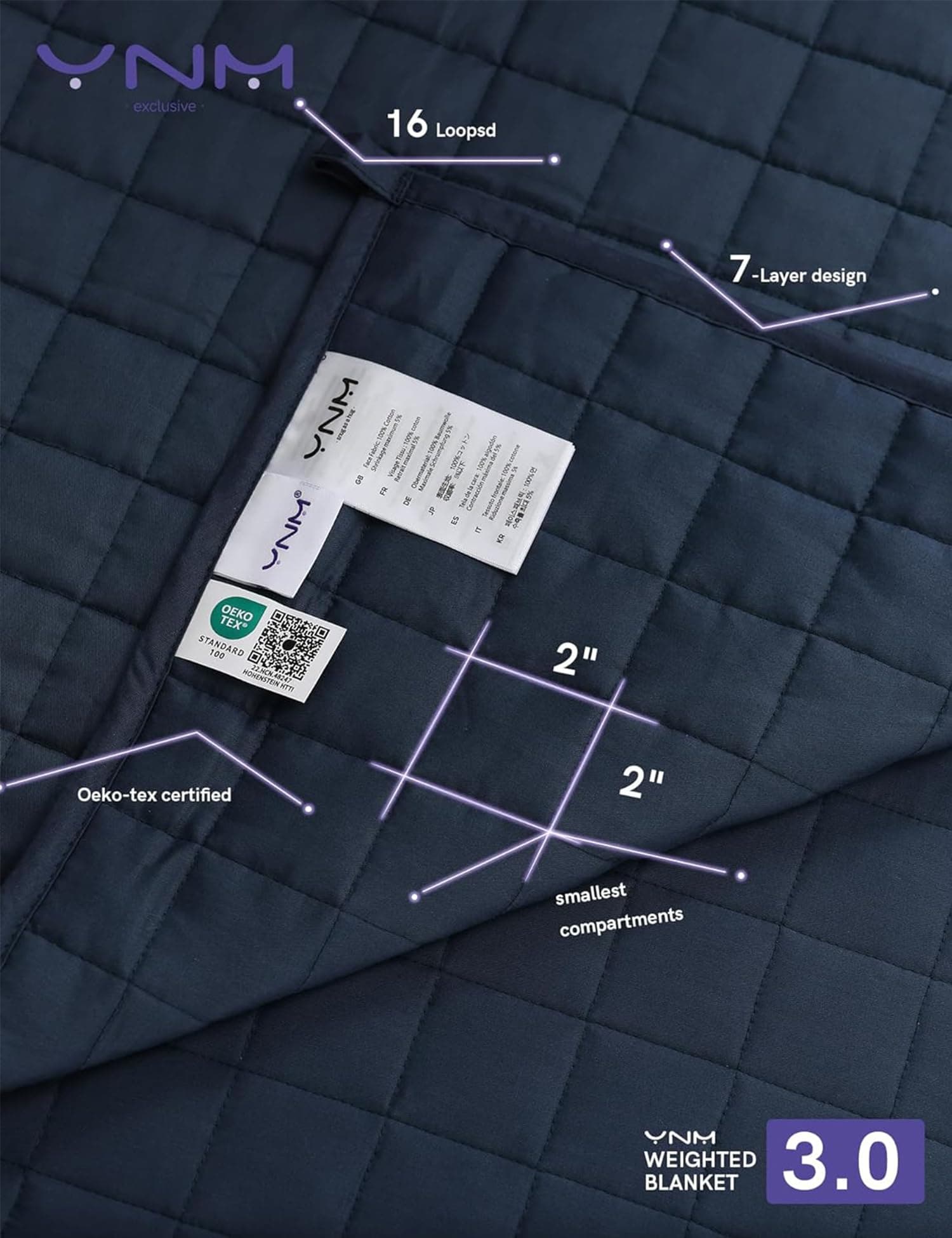 Manta Ponderada Exclusiva YnM, Algodón Calmante, -Azul Marin - Imagen 5