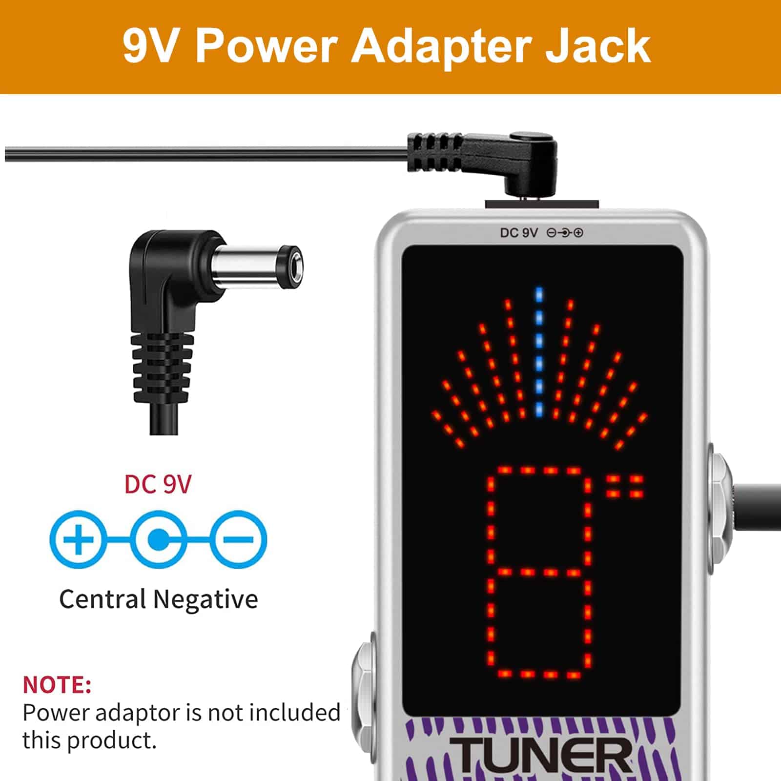 Pedal afinador de guitarra VSN, Afinador cromático de alta - Imagen 7