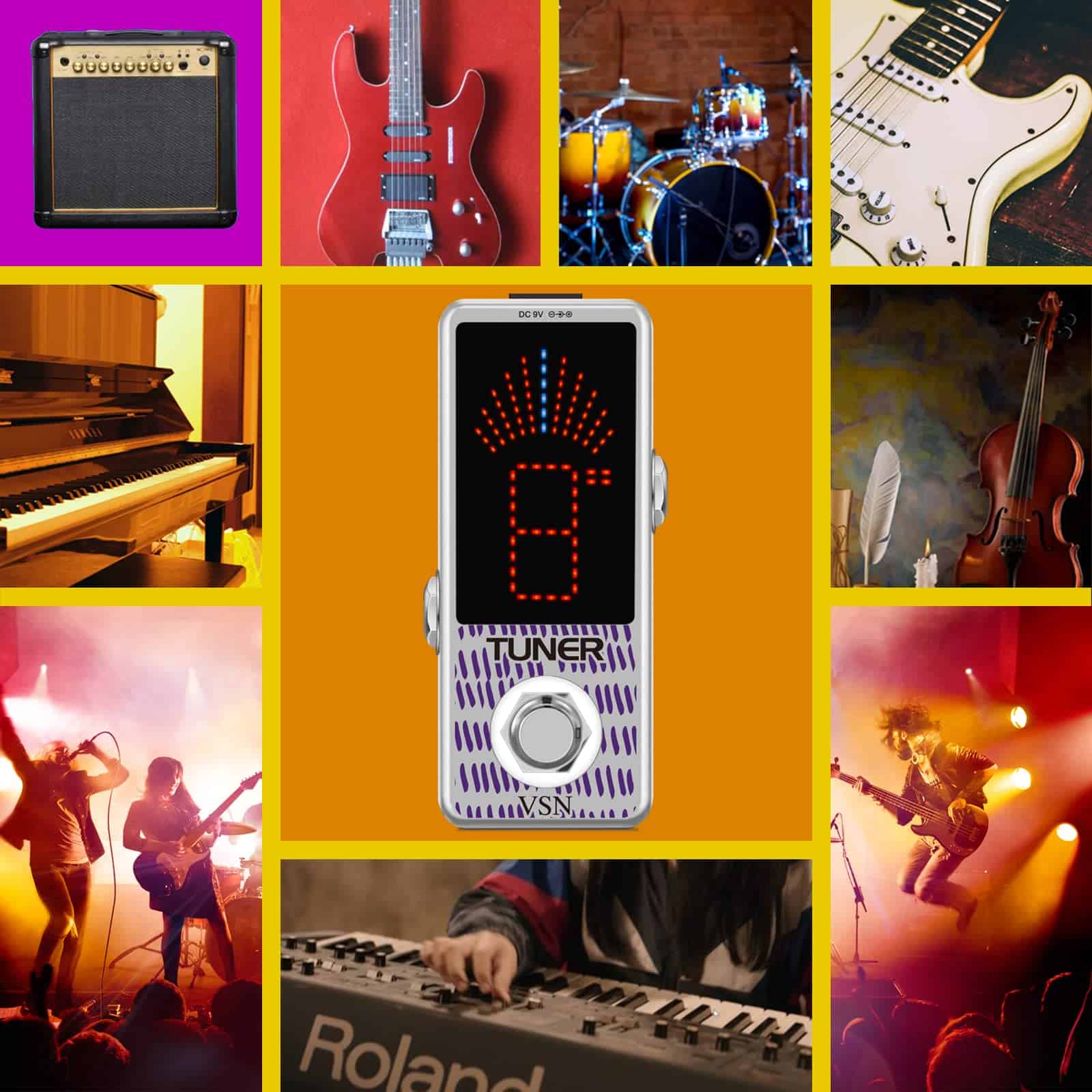 Pedal afinador de guitarra VSN, Afinador cromático de alta - Imagen 10