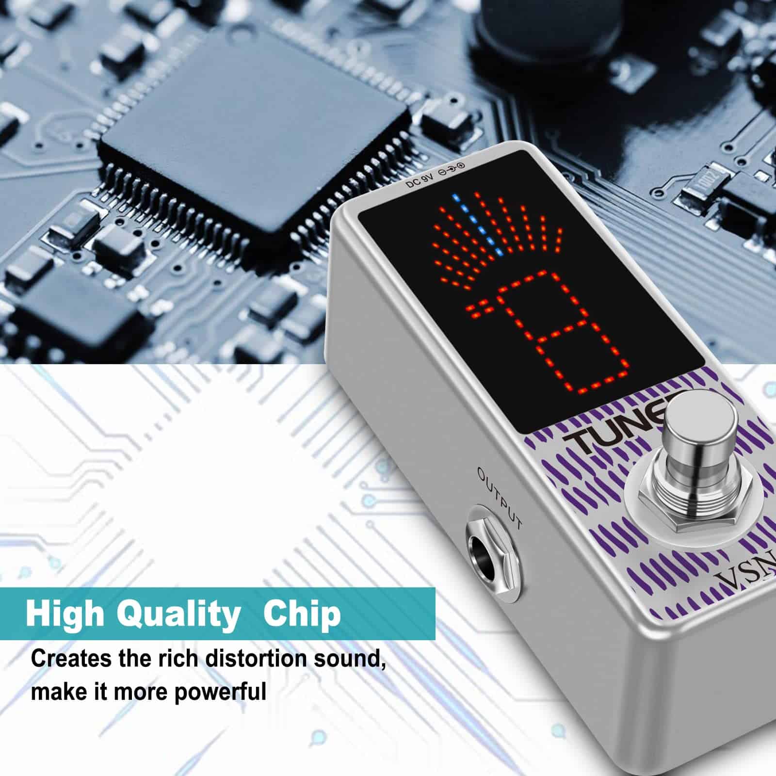 Pedal afinador de guitarra VSN, Afinador cromático de alta - Imagen 5