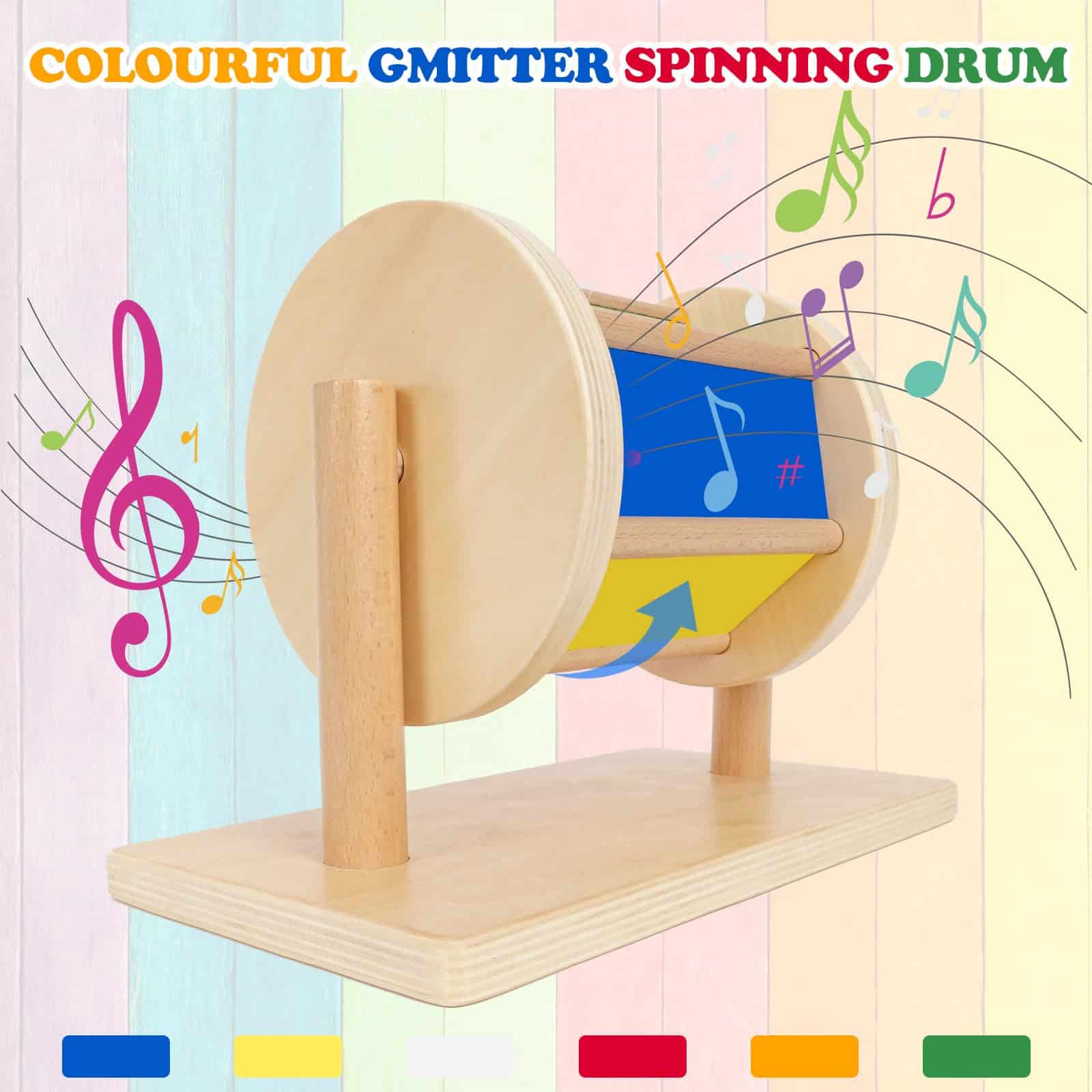 LEADER JOY Tambor Giratorio de Madera para Bebés de 1-3 - Imagen 3