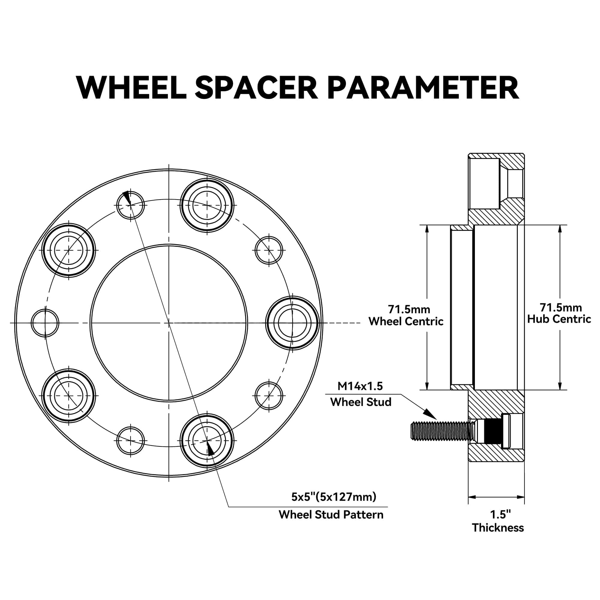 Separadores de rueda Richeer 5x5 para Wrangler JL - Imagen 3