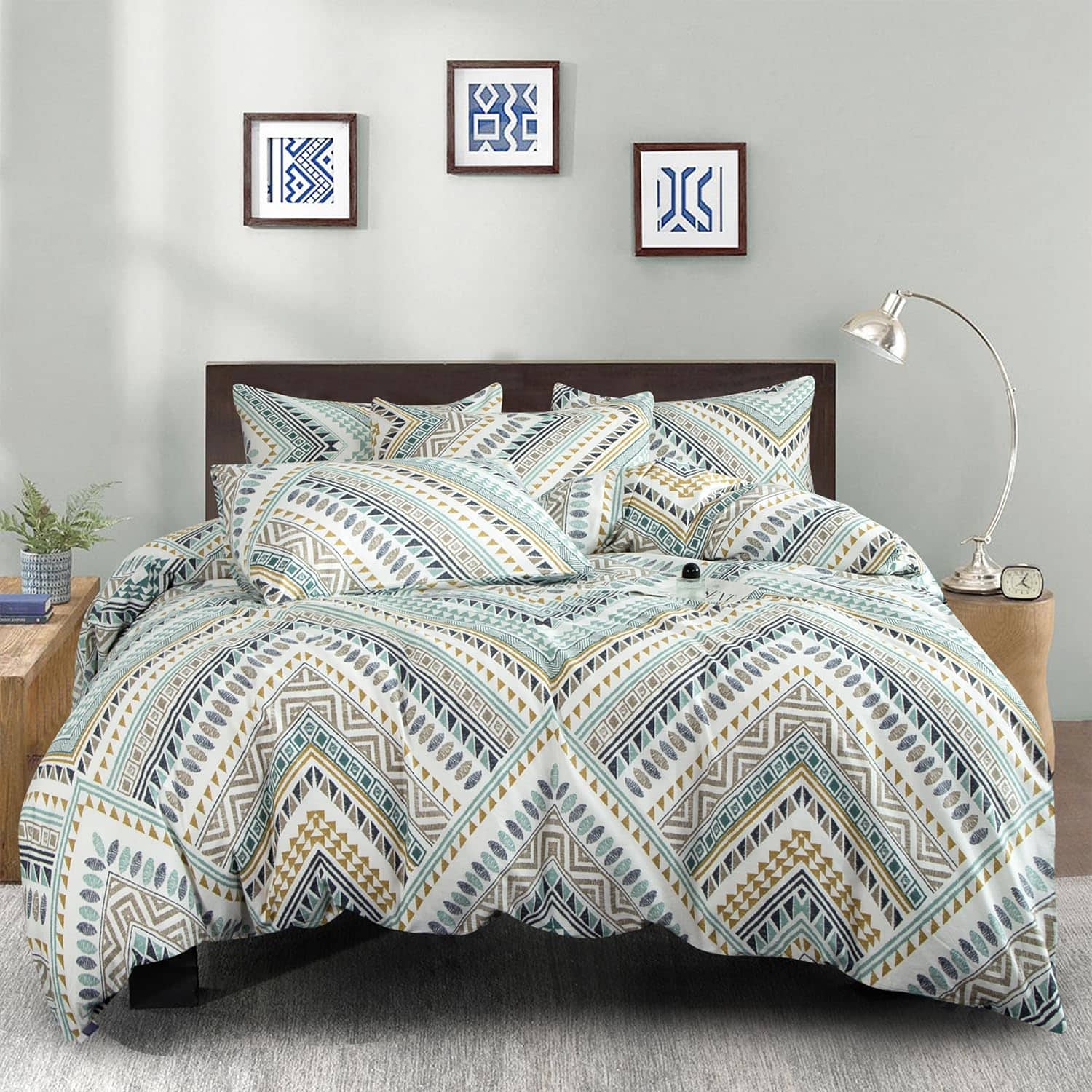 Juego de Funda Nórdica King Azteca Boho, 100% Algodón 3 pzs