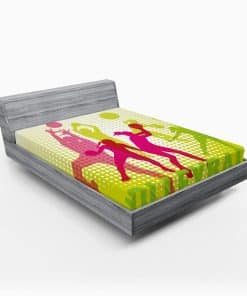 Lunarable Sábana Ajustada de Voleibol, Siluetas de Chicas