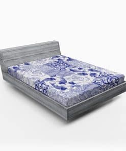 Sábana Ajustable Lunarable Japonesa, Patrón de Patchwork de