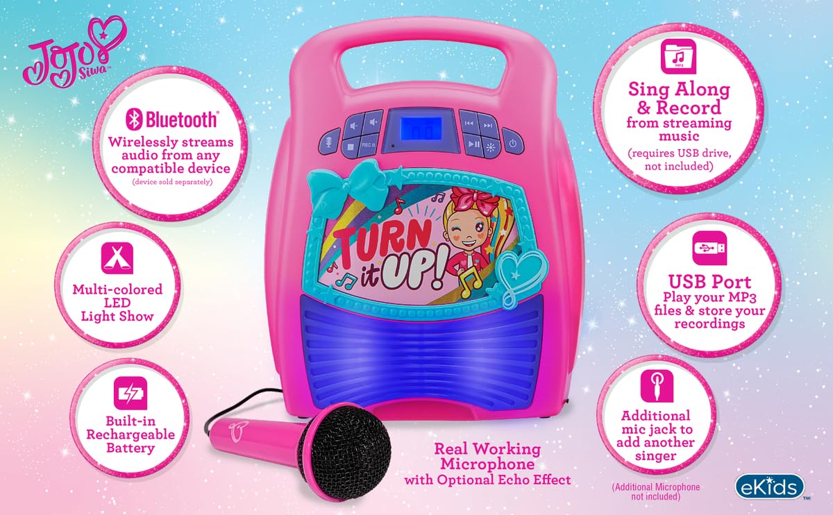 Máquina de karaoke Bluetooth JoJo Siwa de eKids, Altavoz de - Imagen 5