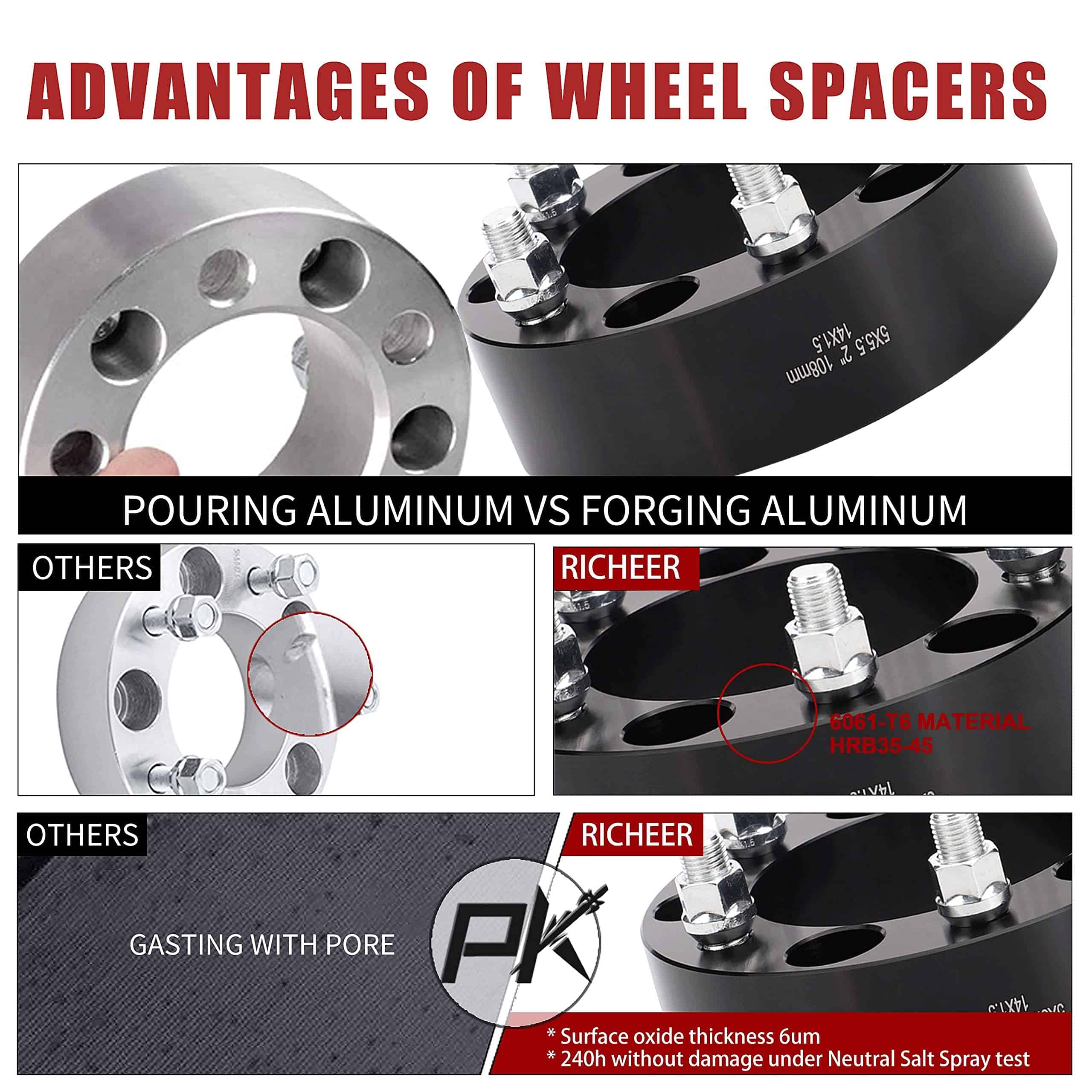 Richeer Separadores de Rueda 5x5.5 para Ram 1500 2012-2018, - Imagen 6