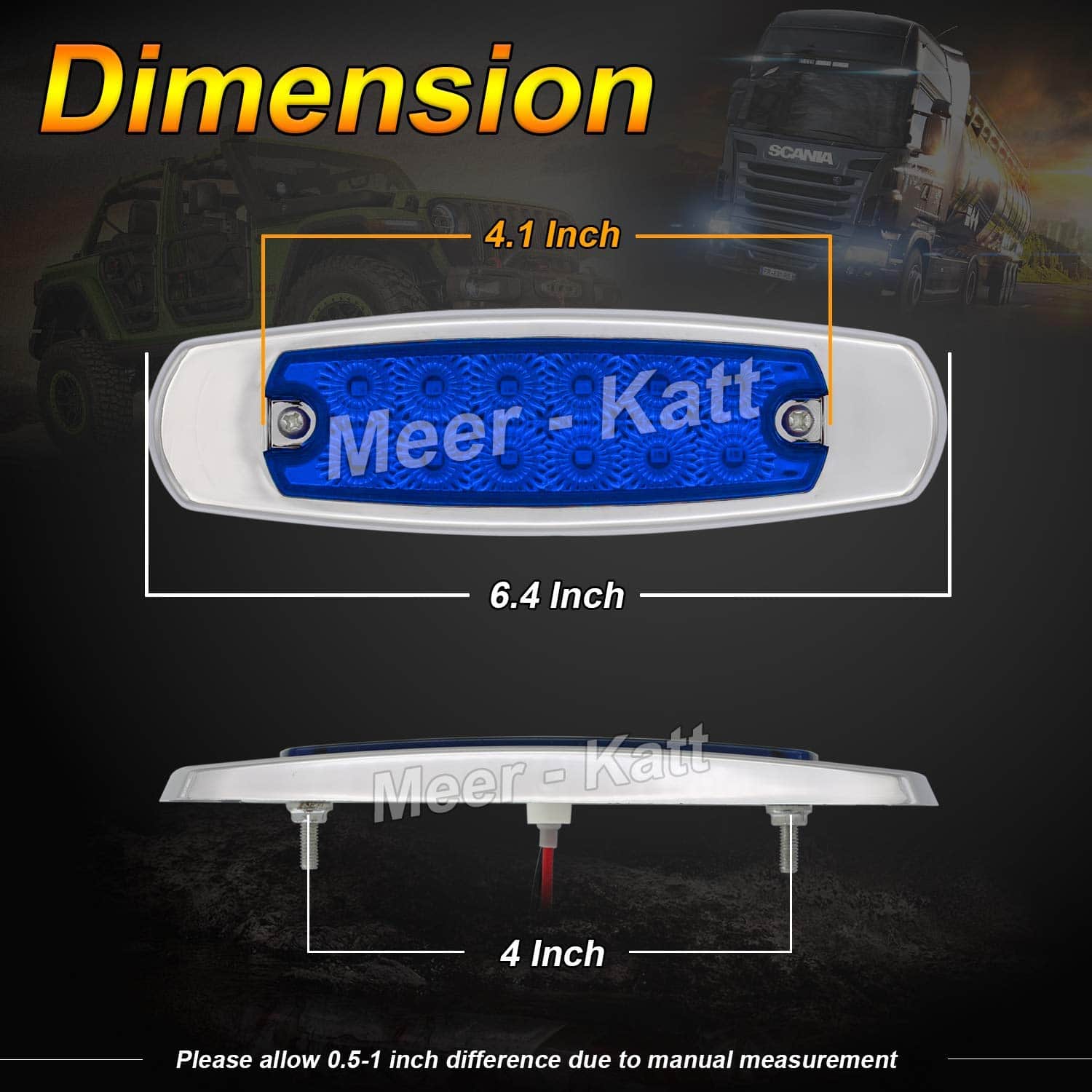 Meerkatt (Paquete de 20) 6.4 Pulgadas 12V DC Luz Azul en - Imagen 4