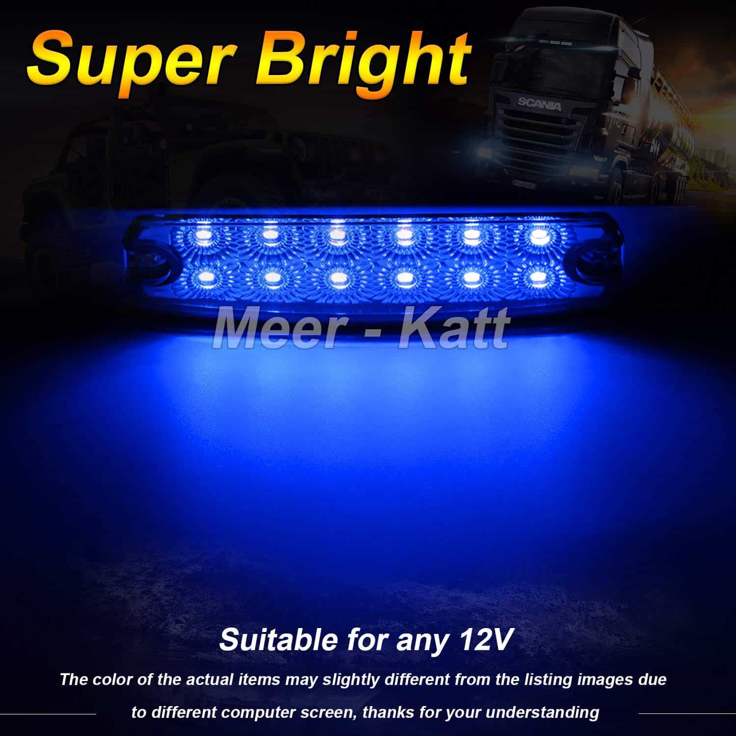 Meerkatt (Paquete de 20) 6.4 Pulgadas 12V DC Luz Azul en - Imagen 5