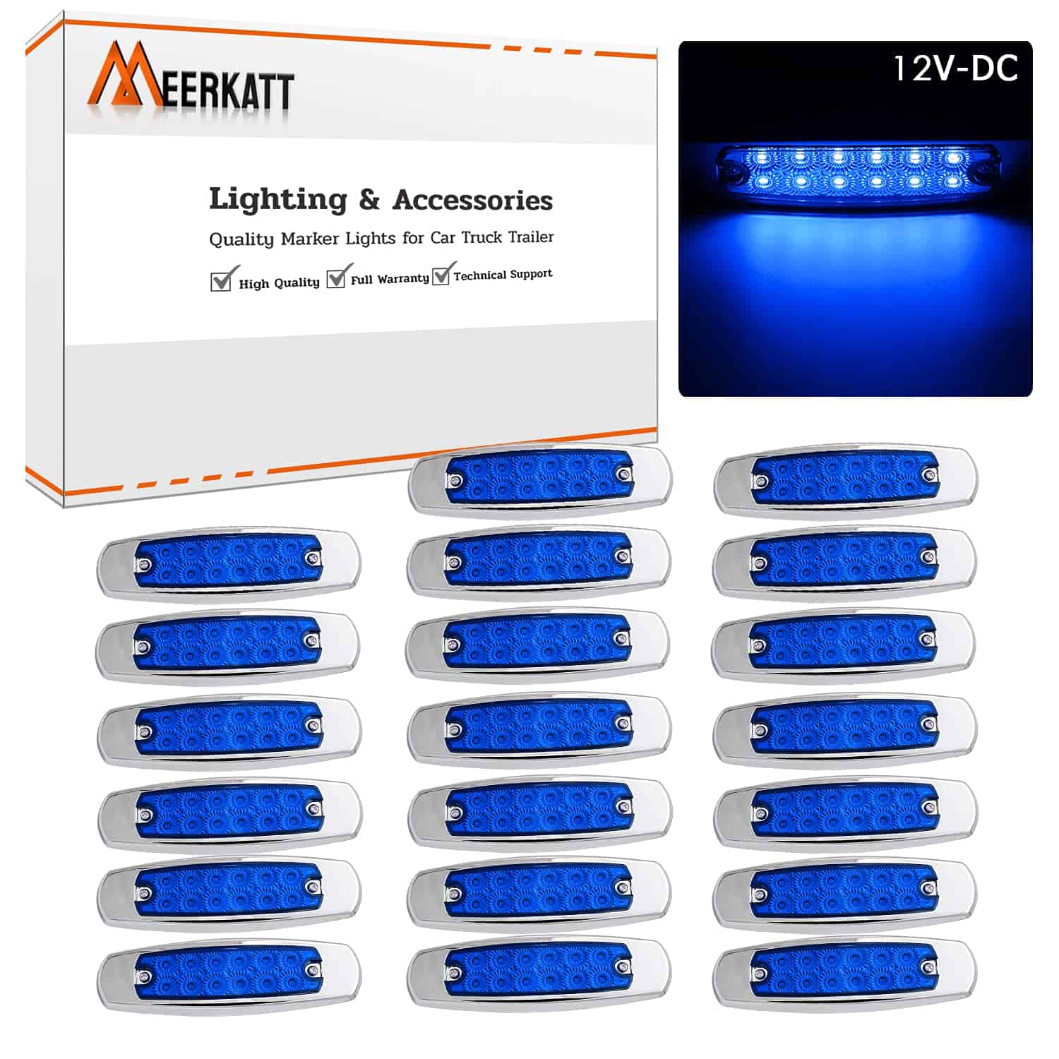 Meerkatt (Paquete de 20) 6.4 Pulgadas 12V DC Luz Azul en - Imagen 3