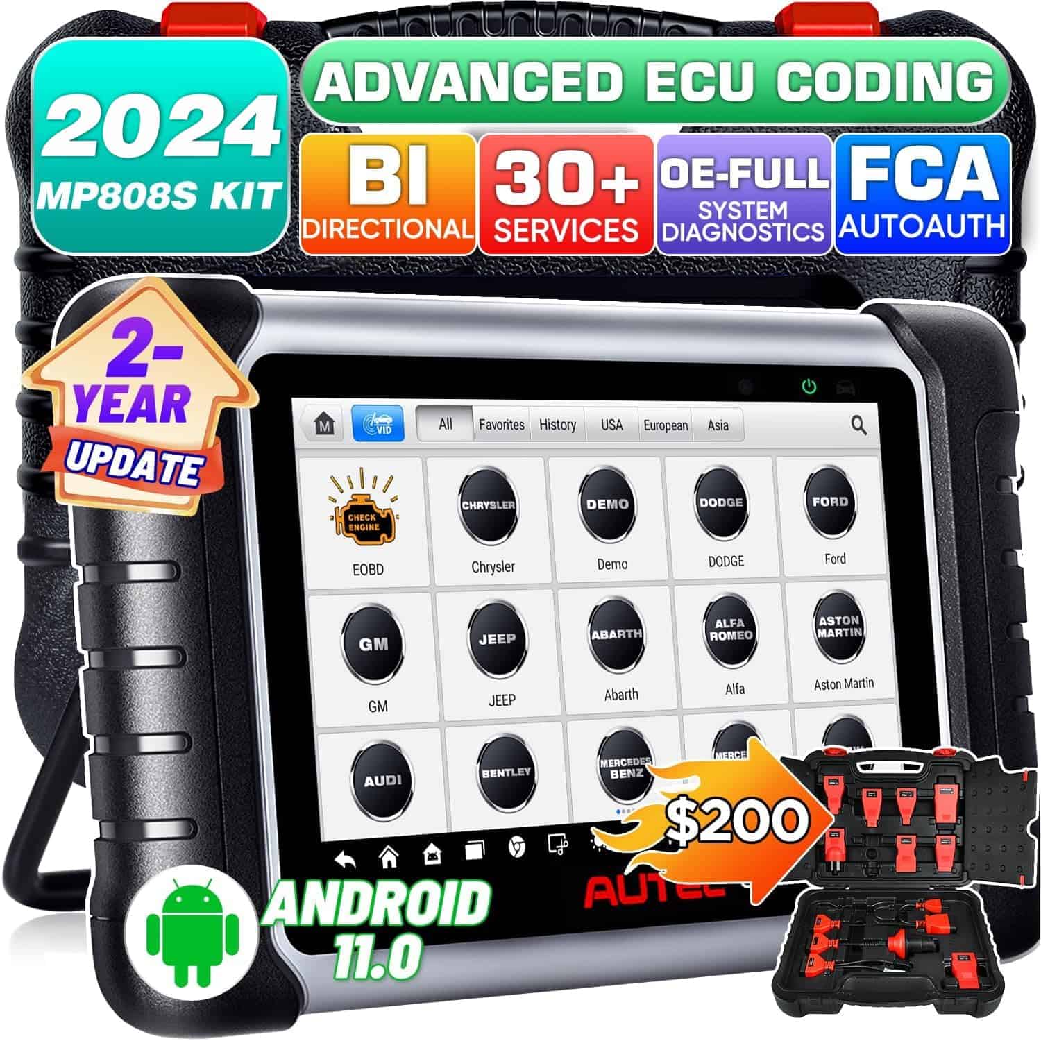 Autel MaxiPRO MP808S PRO Ver. con Todos los 11 Adaptadores