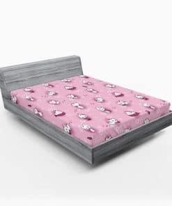 Sábana Ajustable Lunarable Cats, Gatos Juguetones en Flores