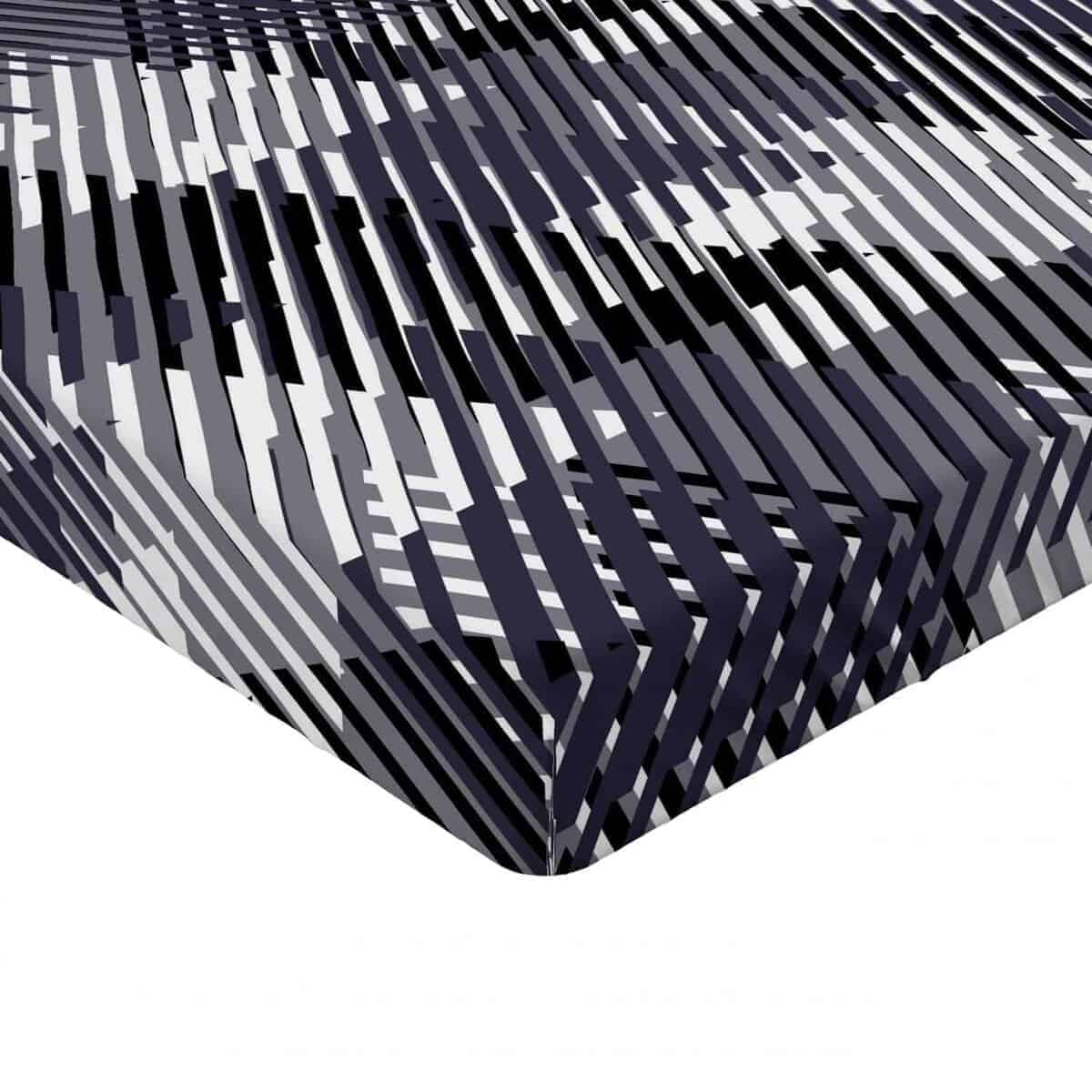 Sábana Ajustable Lunarable Grunge, Rayas Digitales Cruzadas - Imagen 5