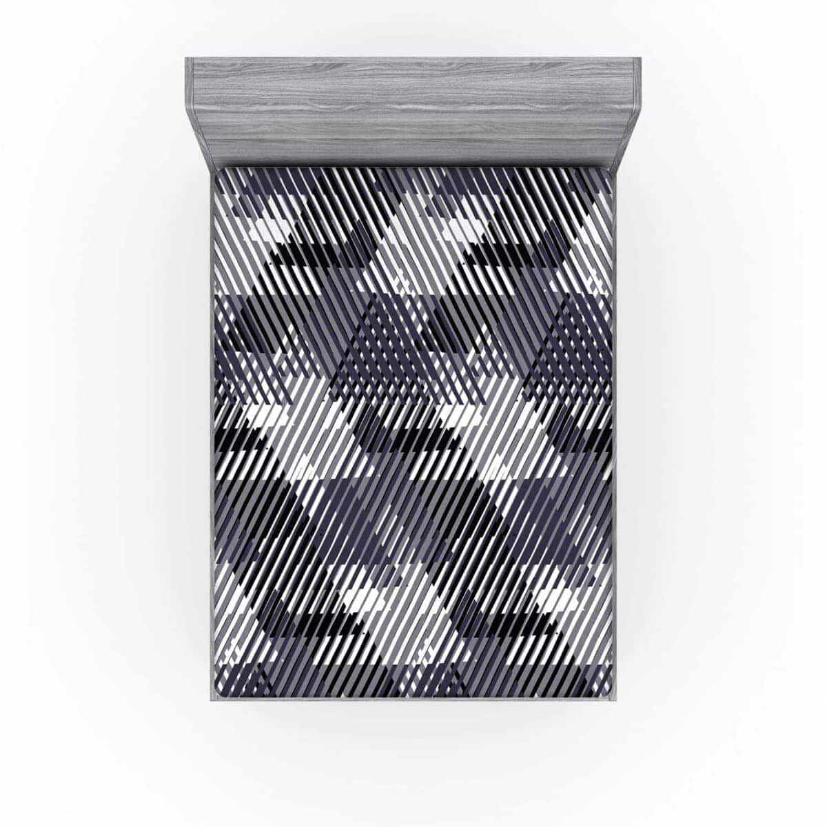 Sábana Ajustable Lunarable Grunge, Rayas Digitales Cruzadas - Imagen 4