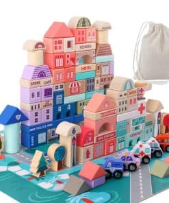 Set de Bloques de Construcción de Madera, Apilables de