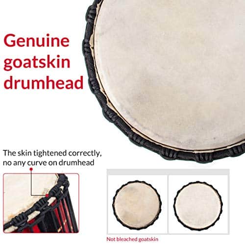 Djembe Drum, AKLOT Tambor Africano Tallado a Mano 9.5'' x - Imagen 3