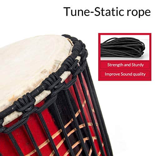 Djembe Drum, AKLOT Tambor Africano Tallado a Mano 9.5'' x - Imagen 5