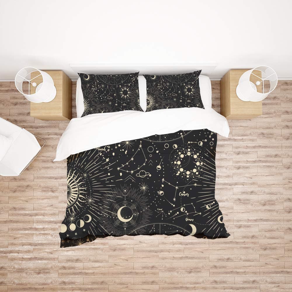 Juego de Funda Nórdica kuizee Fases de la Luna Sol Zodiaco