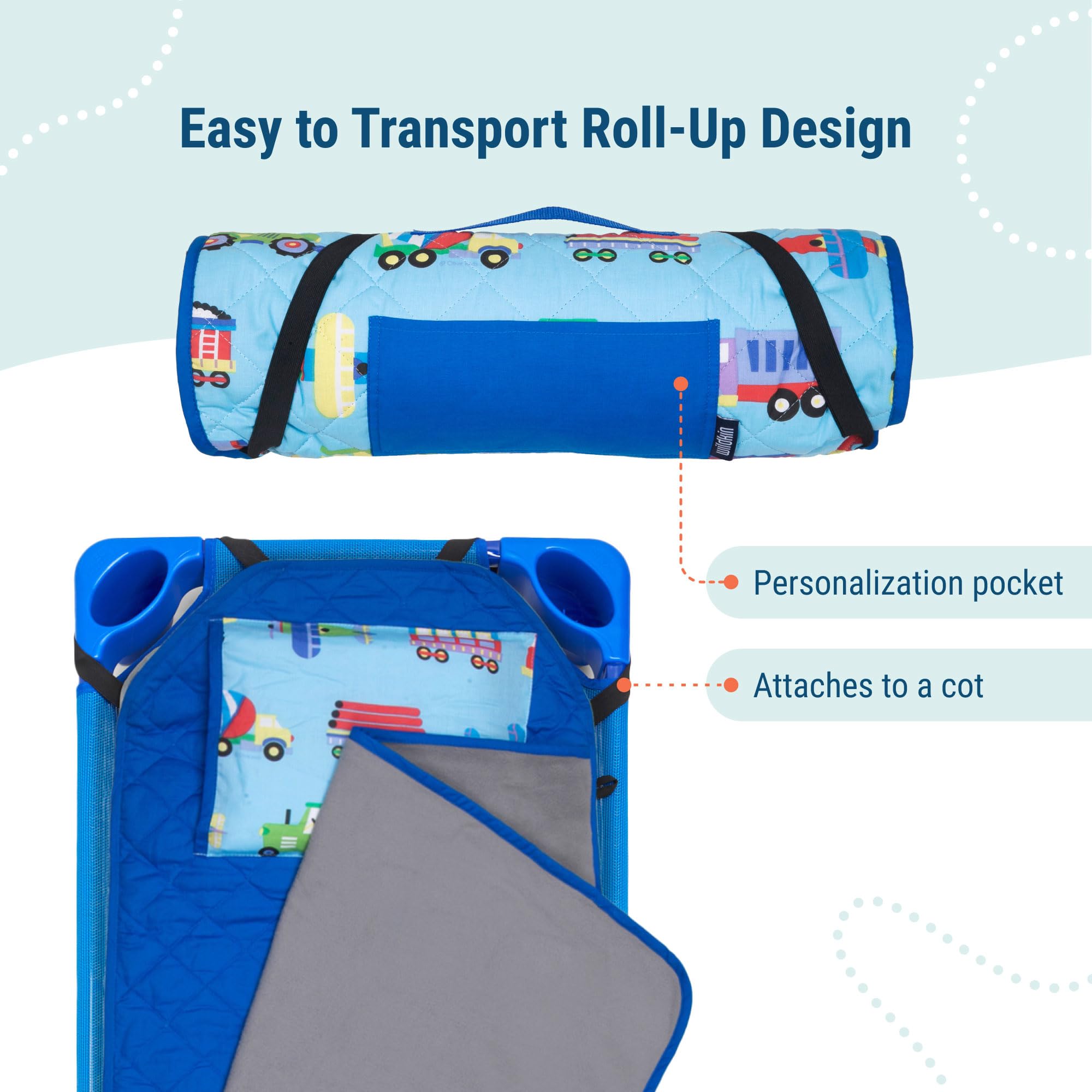 Wildkin Kids Modern Nap Mat con Almohada -Trenes, Aviones y - Imagen 5