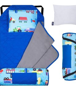 Wildkin Kids Modern Nap Mat con Almohada -Trenes, Aviones y