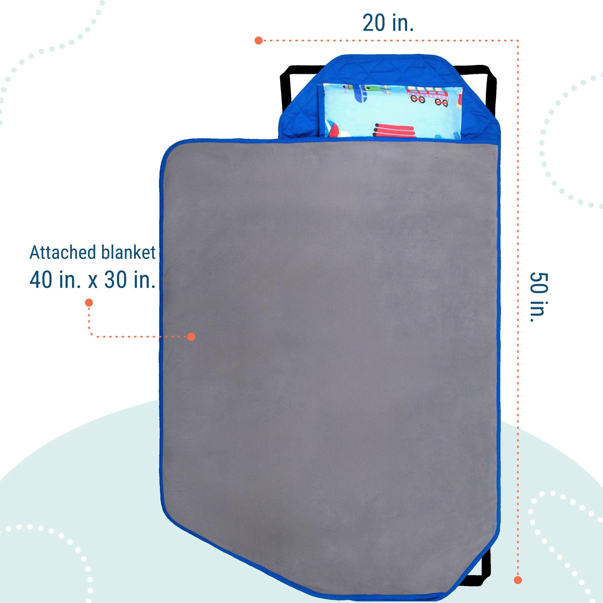 Wildkin Kids Modern Nap Mat con Almohada -Trenes, Aviones y - Imagen 6