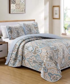 Set de Colcha Reversible de Lujo de 3 Piezas para Cama