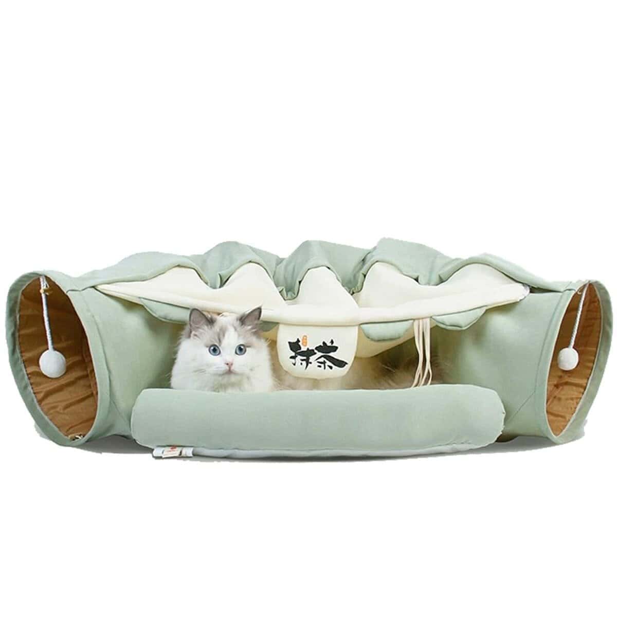 ABLAZEZAI Cat Tunnel Bed, Juguetes para Gatos de Interior