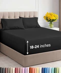 Juego de sábanas Extra Deep Pocket Cal -Negro