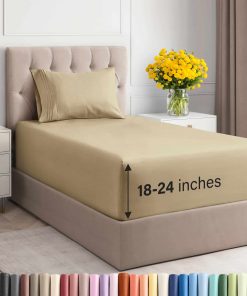 Juego de Sábanas Extra Profundas para Cama -Beige