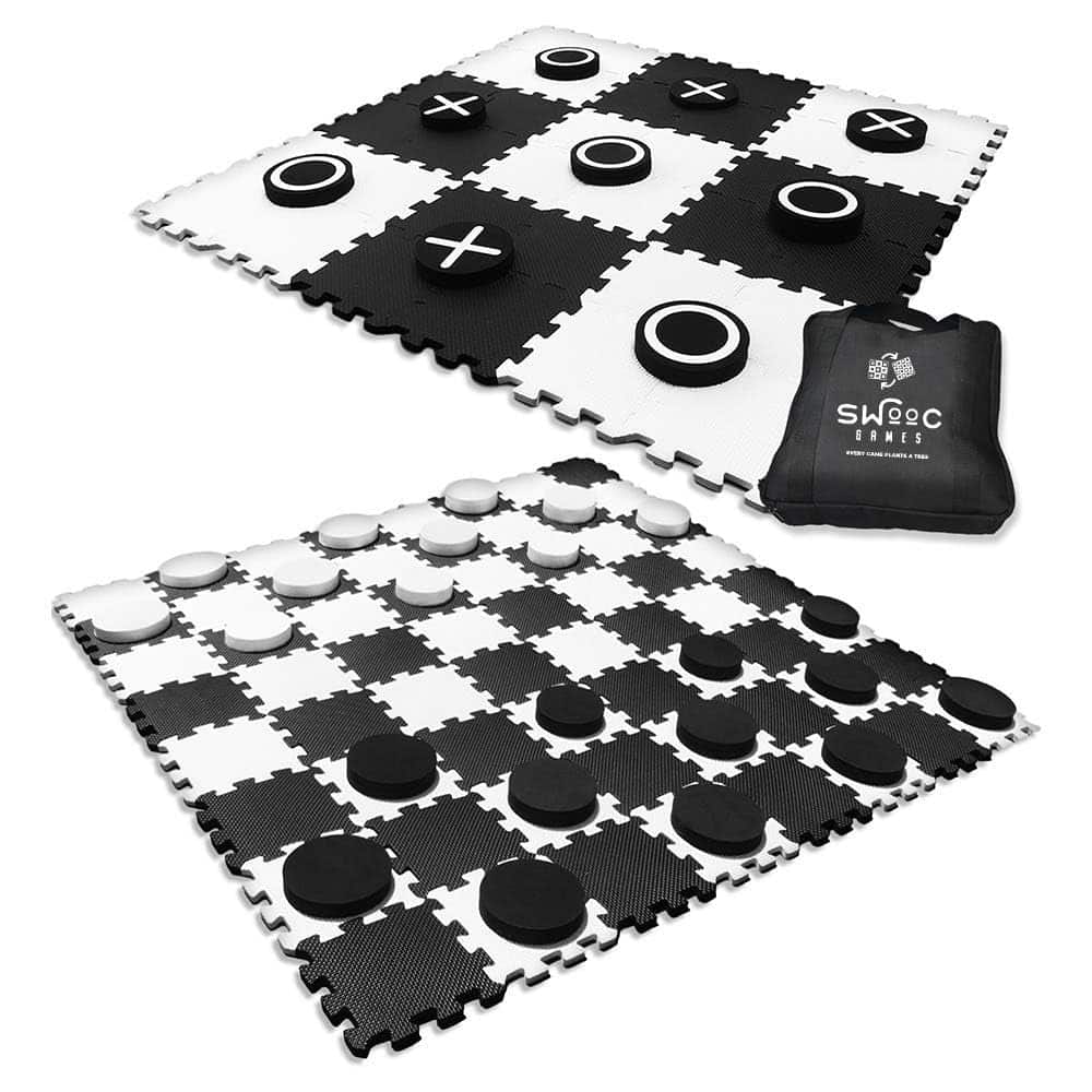 SWOOC Games - Juego de Damas Gigante Reversible de 2 en 1 y