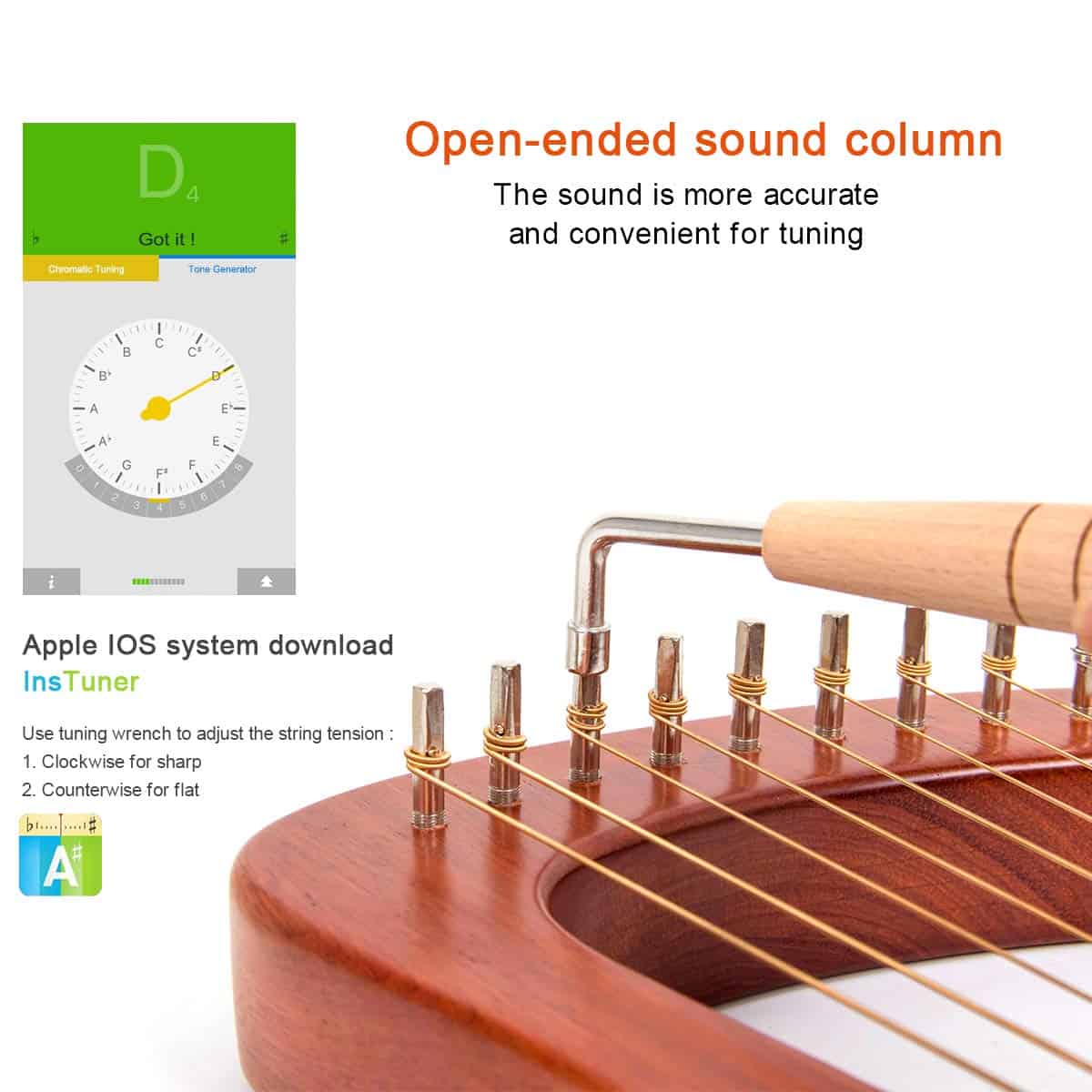 Arpa de Lira, AKLOT 16 Cuerdas de Metal Arpa de Lira de - Imagen 7