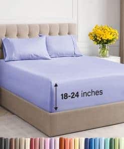 Juego de Sábanas Extra Deep Pocket King - 4 Piezas Suaves,