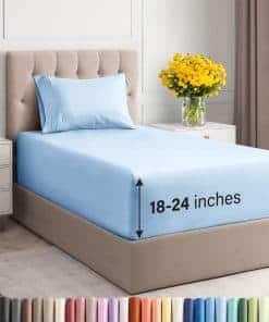 Juego de sábanas extra profundas para cama -Azul claro
