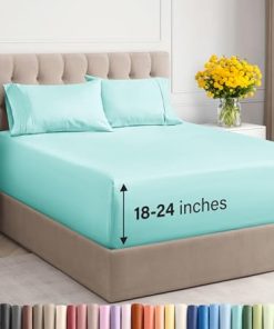 Juego de sábanas Queen Extra Profundas - 4 Piezas -Azul Spa