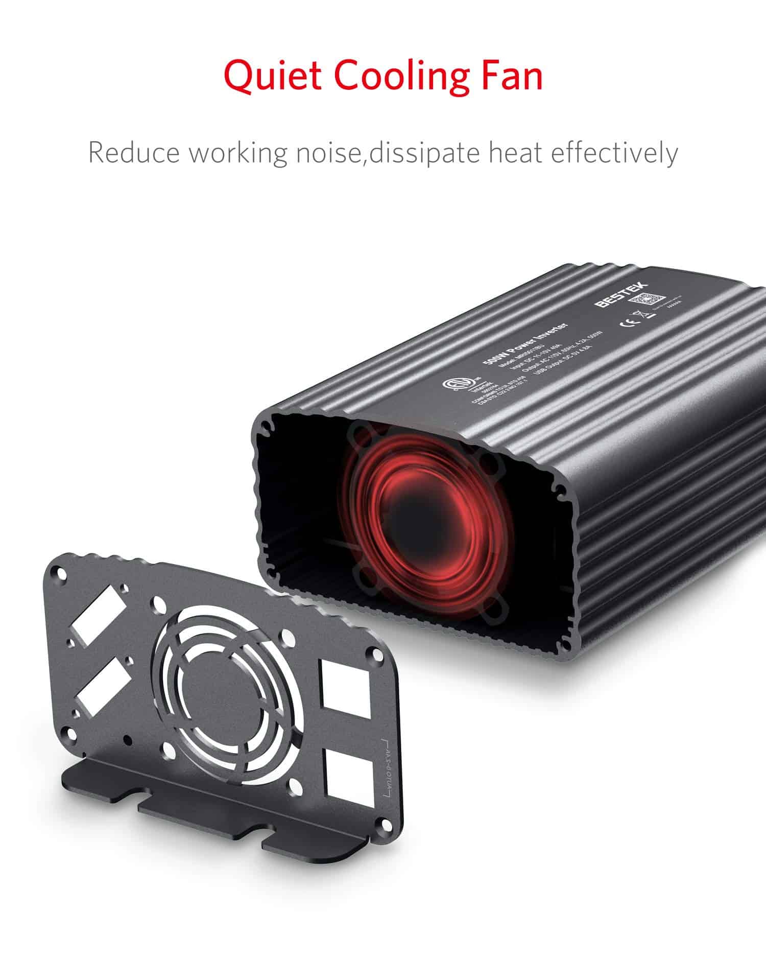 Inversor de Corriente BESTEK 500W DC 12V a -Gris - Imagen 5